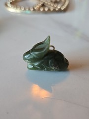 Vintage Jade Jadeite Rabbit Charm or Pendant.