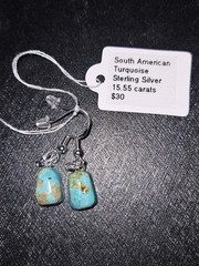 Beautiful Turquoise Earring Set – Bright Sky Blue – Handmade – 15.55 carats