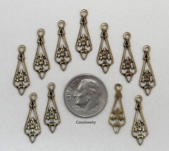 #3415 ANTIQUED GOLD OPEN FILIGREE TEARDROP W/TOP HANG RING – 12 Pc Lot