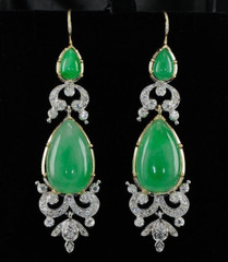 Unique Natural Green Jade 30Ct Pear Cut Dangle Women’s Earring Silver 925