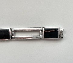 Vintage Black Onyx Link Bracelet in Sterling Silver 925 SU Thailand 22g 7”