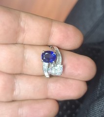 Vintage Platinum Toi Et Moi Ring 5.77CT.Natural Blue Sapphire Diamond GIA Cert
