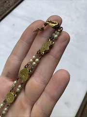 Vintage Goldette NY Victorian Bracelet. Multi-tone rhinestones & Faux pearls