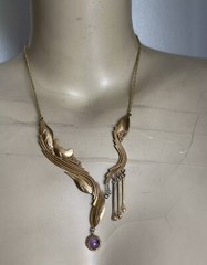 Stunning Vintage Sterling Silver 925/1000 Designer Necklace 19″, Glass cabochons