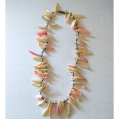 Vintage Dyed Seashell Shell Necklace Fringe Boho Beach Coastal Mermaidcore Beach