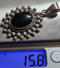 Vintage Sterling Silver & Black Onyx Oval Pendant Includes FREE Gift Bag!