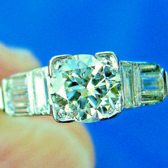 Original EARTH MINED DIAMOND Art Deco Engagement Ring SOLID PLATINUM Solitaire