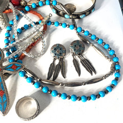 Vtg SOUTHWESTERN Silver Plated Alpaca Mixed Metals Jewlery Lot Collection 15 Pcs