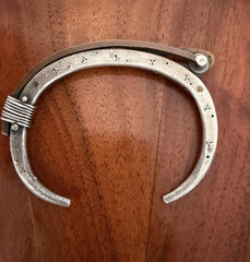 Vtg Thomas Mann techno romantic industrial bracelet sterling silver copper brass