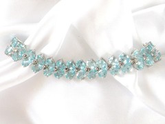 Vintage Sterling Silver 925 Natural Madagascar Blue Apatite Tennis Bracelet 7.5″