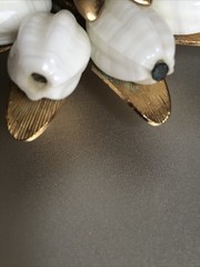 Vintage goldtone white bead floral spray brooch see description