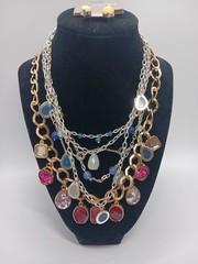Teardrop Dangle Jewelry Lot! 2 Necklaces, 1 Earrings