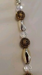 VTG AB Beads Metal & Glass Chrome Beads 24″ Haskell? Necklace Pat. No. 3427691