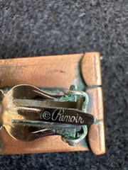Vintage Rare Signed RENOIR Large Copper Modern Mid Century Clip On Earrings
