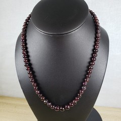 Vintage Genuine Almandine Garnet Small Bead Strand Choker Necklace Barrel Clasp