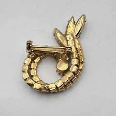 Milk Glass Aurora Borealis Multicolored Rhinestones Swirl Brooch Pin Goldtone