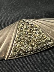 Vintage Marcasite Brooch Geometric Art Deco Revival 925 Sterling Silver 10.5g
