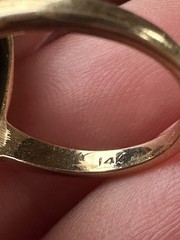 Antique Victorian era 14k Gold Silver Top Pearl Miniature Portrait Ring