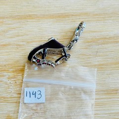 Y2K Juicy Couture JC Kiera Wedge Shoe Charm Dangle Silver Plated Rhinestone Rare