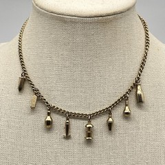 Vintage Charm Necklace Matte Gold Tone 14″