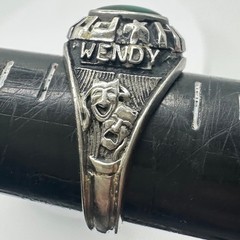 Balfour vintage silver alloy green glass gemstone high school class ring size 6