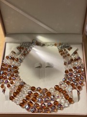 Vintage * Signed HOBE’ * Brilliant Austrian A B CRYSTAL * 5-Strand Necklace