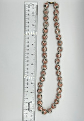 Porcelain Bead Necklace Chinese Hand Painted Hand Knotted 24 Inches