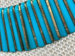 Vintage Egyptian Revival Necklace Robin Egg Blue Plastic Cleopatra Statement Bib