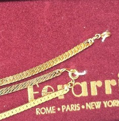 ESTATE Vintage Ferarri 18KT Gold Shield Chain & Bracelet Set in Original Box