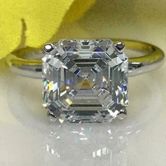 4.5Ct Asscher Cut Lab Created Diamond Engagement Gift 14K White Gold Finish Ring
