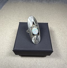 Beautiful Vintage Southwest Sterling Silver Opal Cabochon Ring Sz 5.25