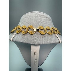 Etruscan Revival Vintage Gold Tone Choker Necklace 17″ Filigree Swirls Statement
