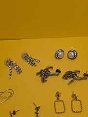 22 Pairs MCM Retro Vintage Fun Pierced Earrings Rhinestones Faux Pearls Beaded