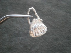 Purse Handbag Vintage Solid Shiny Sterling Silver Bracelet Charm Pendant 3.1g