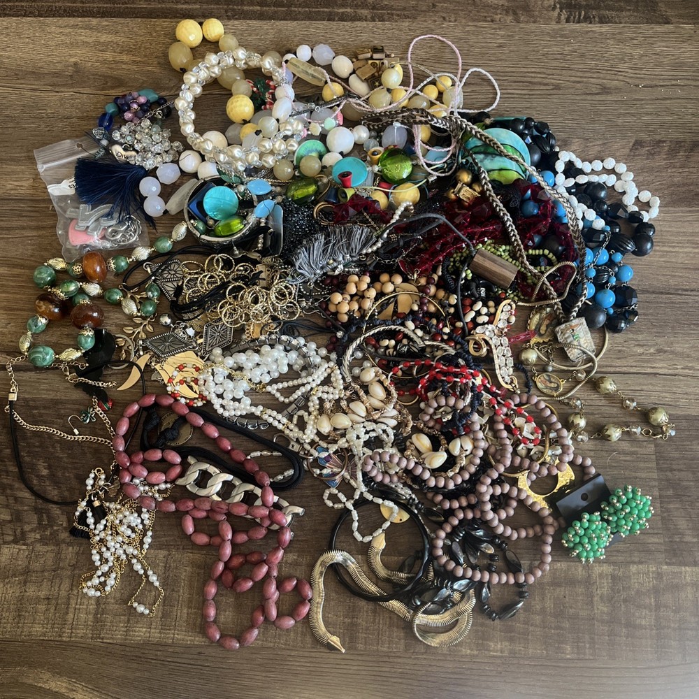 Vintage Costume Jewelry 4lbs 10oz Bag Many Wearable Or Re-Purpose for Crafting