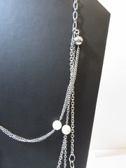 NECKLACE “BB” BALL PREMIERE DESIGN SILVER PLATE AND FAUX PEARL MULTISTRAND