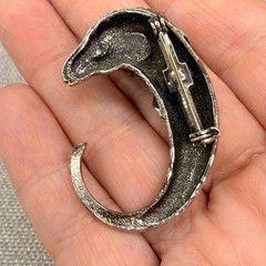 Vintage Brooch Silver Tone Rams Head 2 Inches