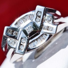 14k white gold ring 0.60ct natural diamond size 10.25 handmade vintage 8.0g Gab4
