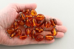 ANTIQUE Vintage Genuine INSECTS Beads BALTIC AMBER Chain Necklace 71g 260312-2