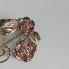 Vtg 1/20 12K GF Gold Filled over Sterling Silver Flower Brooch Pin 2-1/4″