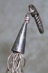 Vintage 925 Sterling Silver Chainmaille Pearl Viking Dragon Tail Toggle Bracelet