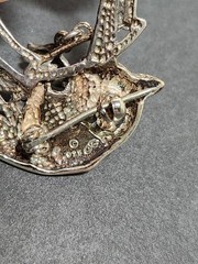 Jezlaine Cat Pin Signed Kitty Fish Bowl Sterling Silver .925