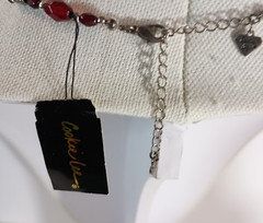 Cookie Lee Red Faceted Glass Silver Tone Daisy Beads Pendent Necklace 9 1/2″ NWT