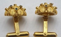 Vintage Christian Dior Brutalist Gold Tone Textured Signed Cufflinks Rare