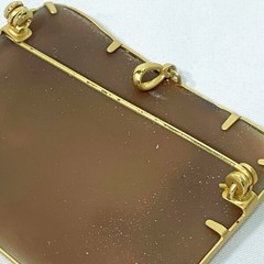 Antique Style Gold Resin Cameo Bird Brooch Pendant Top Square 55x45mm From Japan