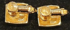 Vintage NAPIER Gold Tone Clip On Earrings with Ivory Enamel Signed .5 inches