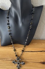 VTG VCLM Nordstrom Victorian Style Cross Necklace Rhinestone Crystal Goth Boho