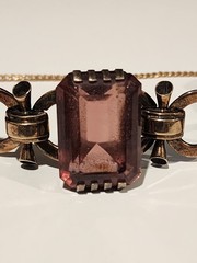 VINTAGE GOOD QUALITY TRIFARI? KATZ? 1/20 12KT GF AMETHYST GLASS BRACELET