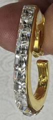 Vintage Gold Plated Baguette Princess Cut Crystal Channel Set 1.5” Clip-on
