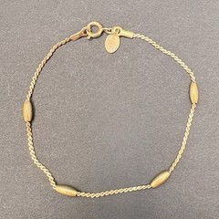 Vintage Avon Gold Tone Station Beaded Chain Bracelet Minimalist Dainty 7.25″